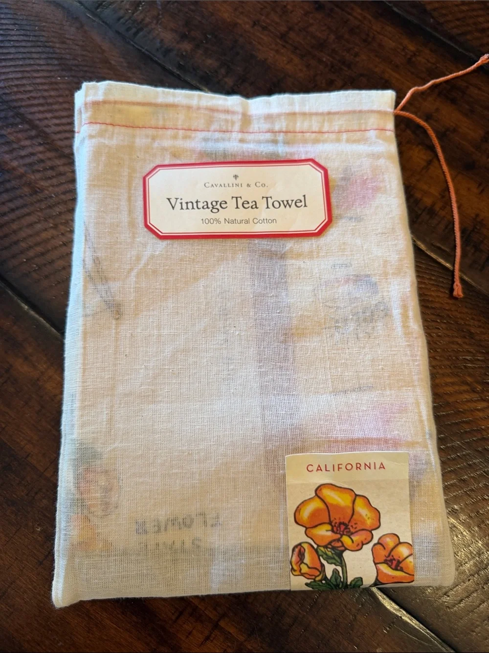 Vintage California Tea Towel - Cream with Yellow Map Print